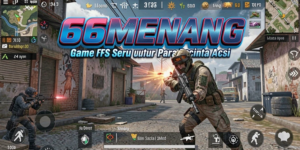 Tampilan gameplay menegangkan dari 66MENANG dengan aksi FPS seru.