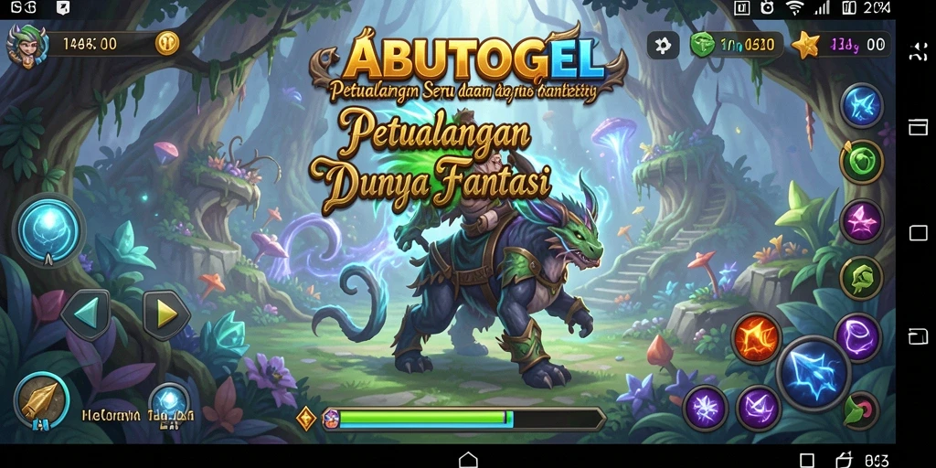 Screenshot utama ABUTOGEL menampilkan pertarungan epik dalam dunia RPG.