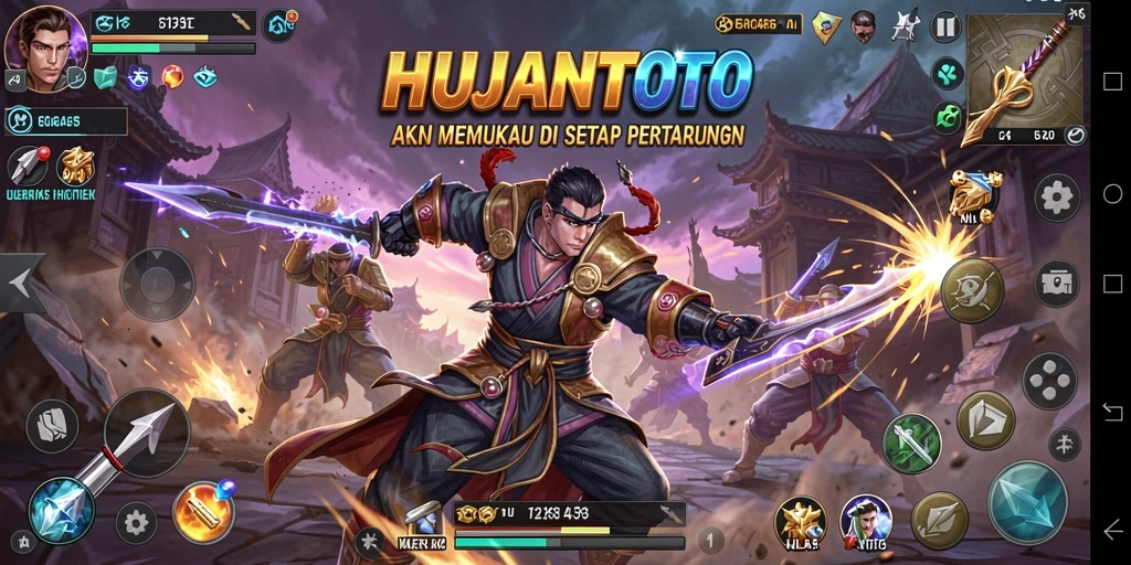 Screenshot menampilkan aksi intens di dalam game HUJANTOTO.