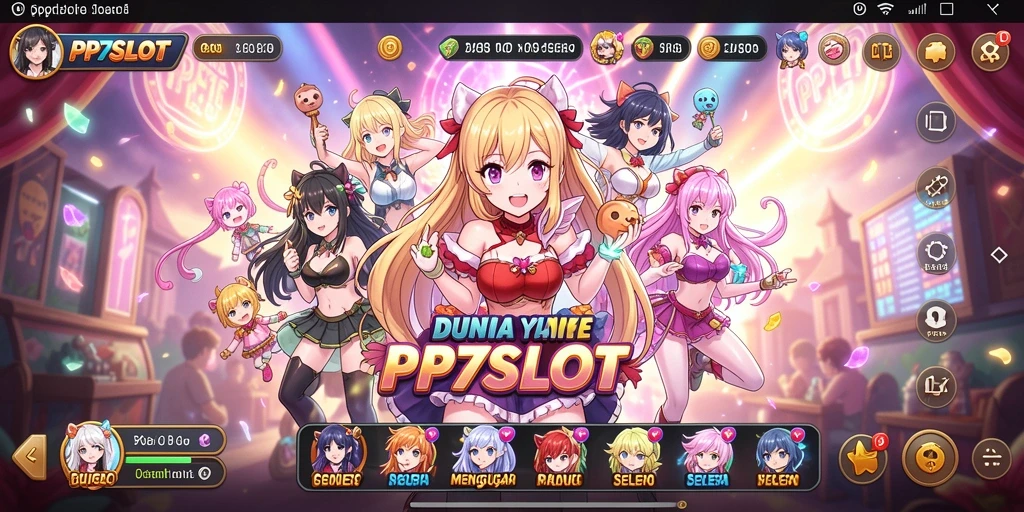 Tampilan gameplay menarik dari PP7SLOT yang penuh warna dan karakter ikonik.