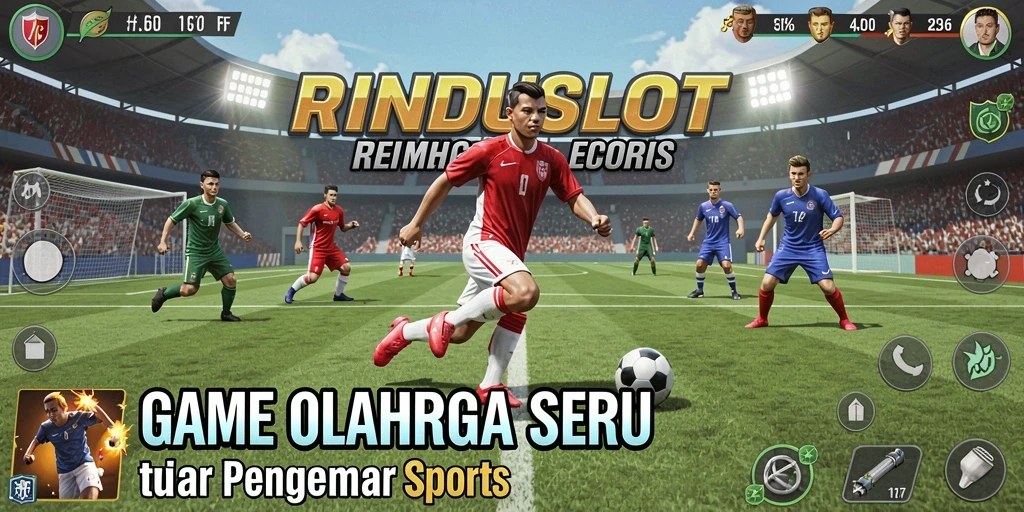 Screenshot utama RINDUSLOT menunjukkan aksi seru permainan olahraga.