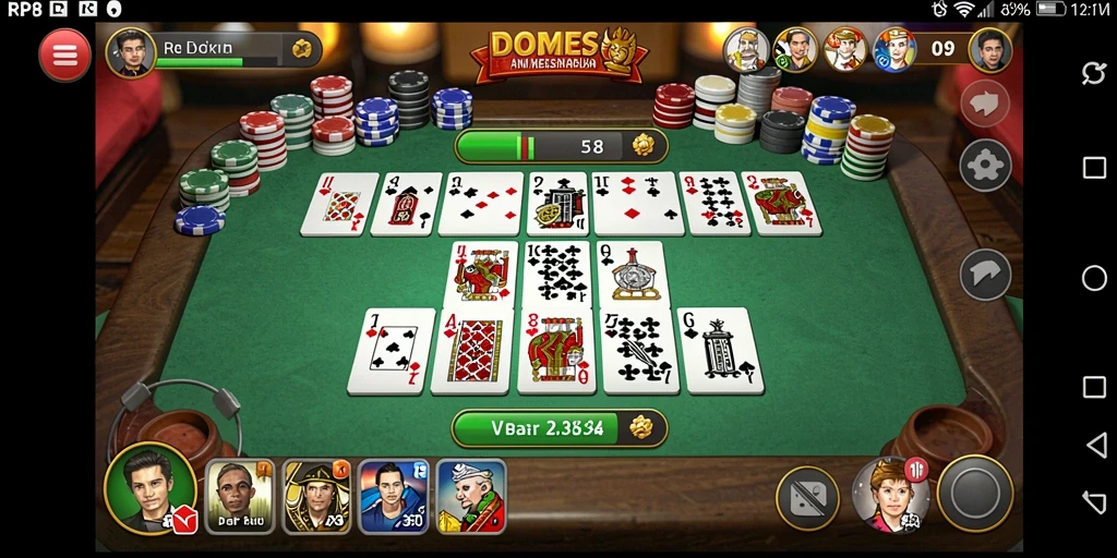 Screenshot utama RP8 menampilkan gameplay domino yang seru dan interaktif.